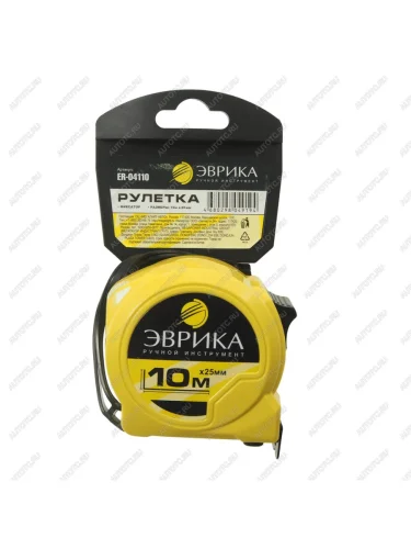 Рулетка 10м 20мм пластиковый корпус с фиксатором ЭВРИКА ЭВРИКА er-04110 ЭВРИКА er-04110