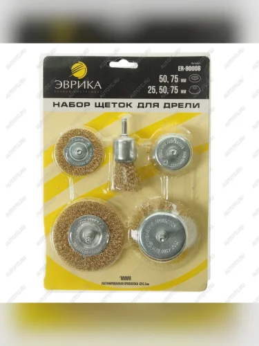 Набор кордщеток для дрели 25,50,75мм (5шт.) в блистере ЭВРИКА ЭВРИКА er-90008 ЭВРИКА er-90008