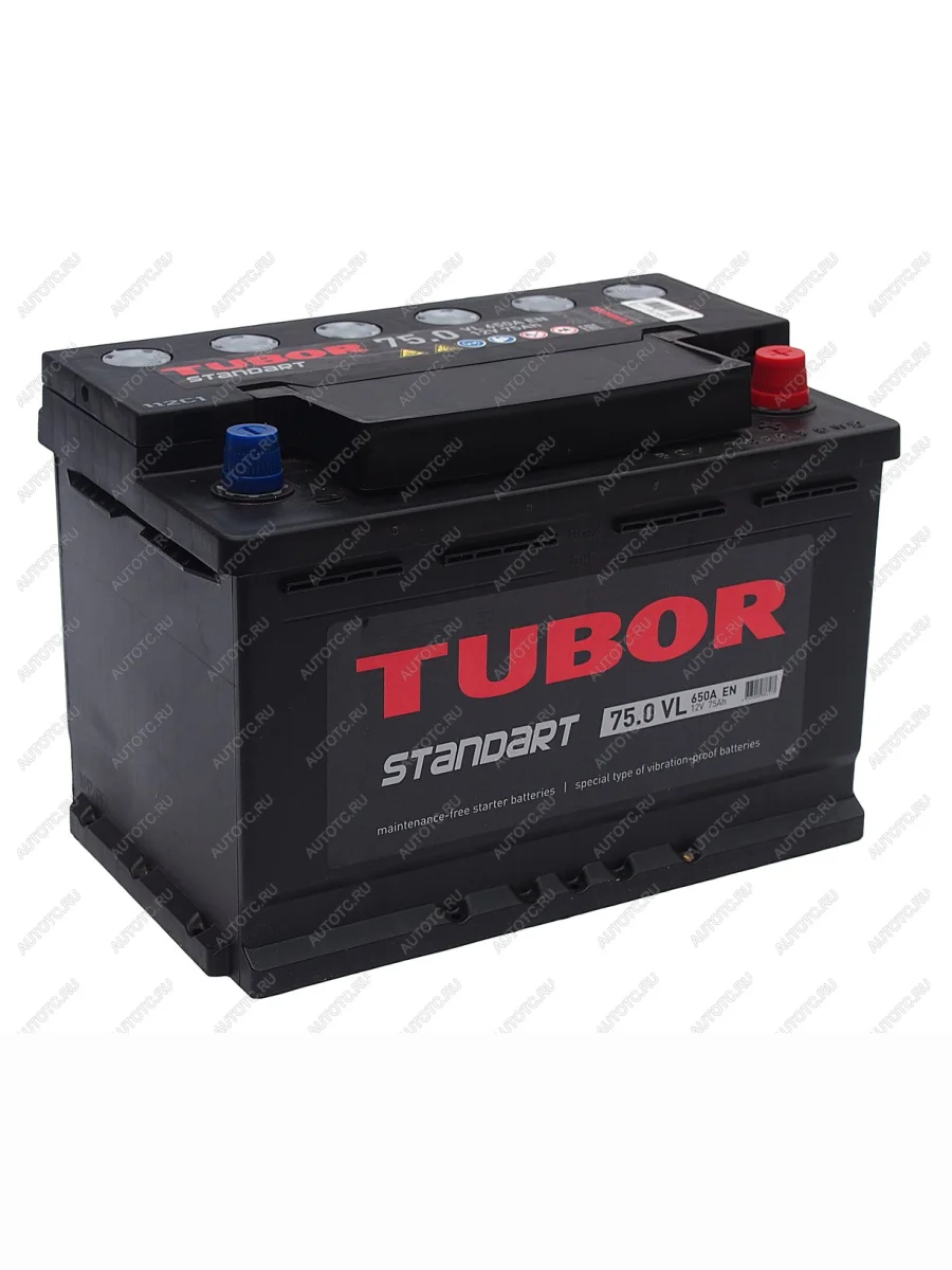Аккумулятор TUBOR Standart 75Ач обратная полярность TUBOR 6ст75(0)  в Самаре Самарской области