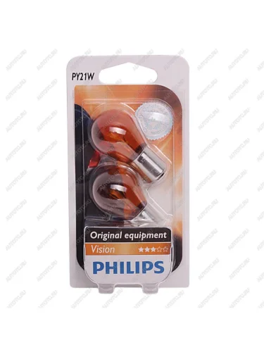 Лампа 12V PY21W BAU15s желтая блистер (2шт.) PHILIPS PHILIPS 12496nab2