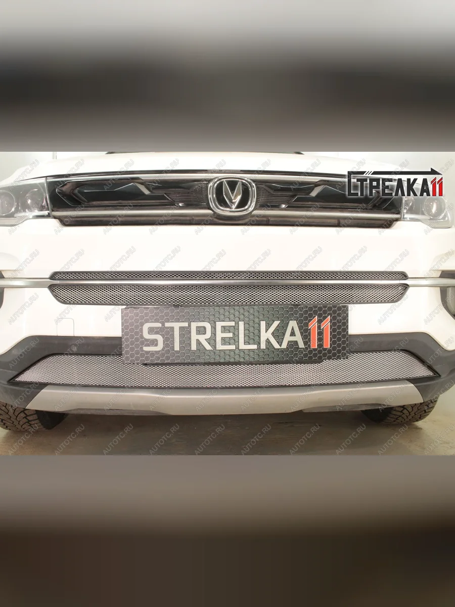 Защитная сетка решетки радиатора (низ) Стрелка11 Changan CS35 Plus дорестайлинг (2018-2022) (хром)  в Керчи Республика Крым