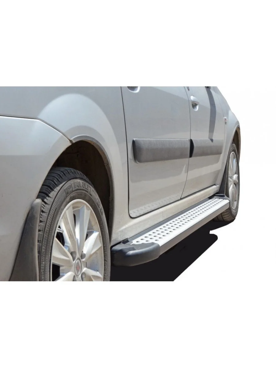 Пороги бумер I алюминиевые с резинкой Техно Сфера Лада ВАЗ Ларгус дорестайлинг R90 (2012-2021) (Черный матовый)  в Самаре Самарской области