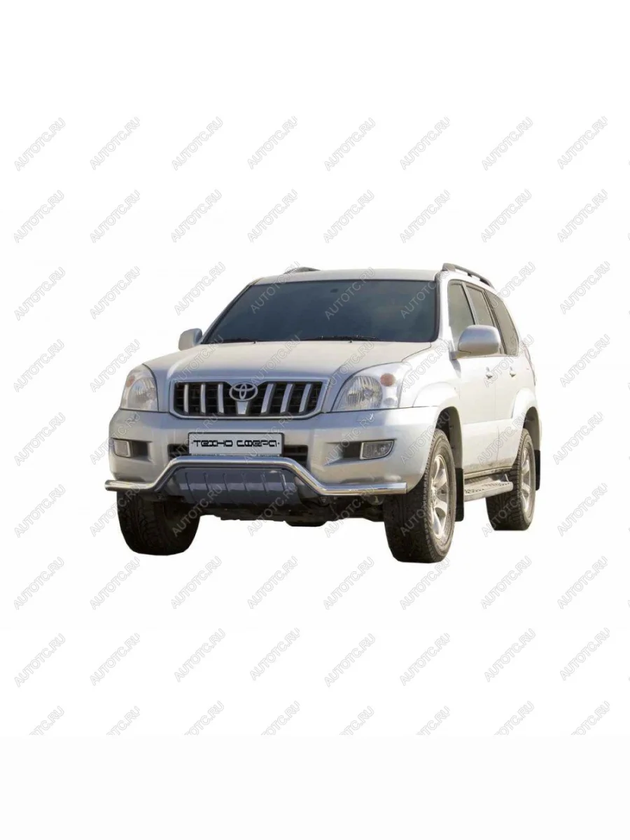 Передок (волна с дополнительной защитой двигателя) (d63.5) Техно Сфера  Toyota Land Cruiser Prado (2002-2009) J120 (Черный матовый)  в Самаре Самарской области