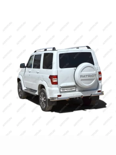 Защита заднего бампера (уголки двойные) (d63.5) Техно Сфера Уаз Патриот  23632 (2014-2025) 1 рестайлинг пикап, 2-ой рестайлинг пикап