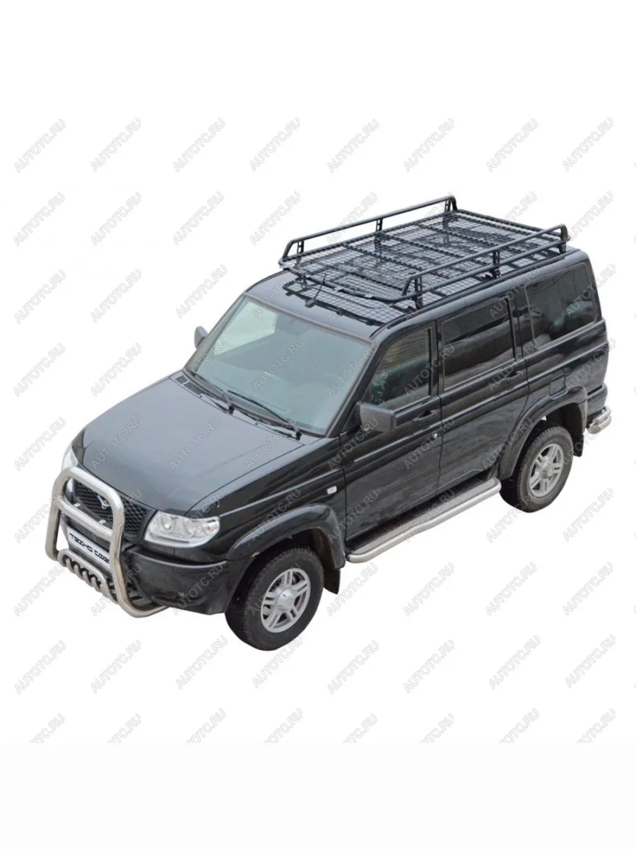 Багажник Трофи экспедиционный с сеткой без передней перекладины Техно Сфера  Уаз Патриот (2008-2025) 23632 (черный)  в Самаре Самарской области