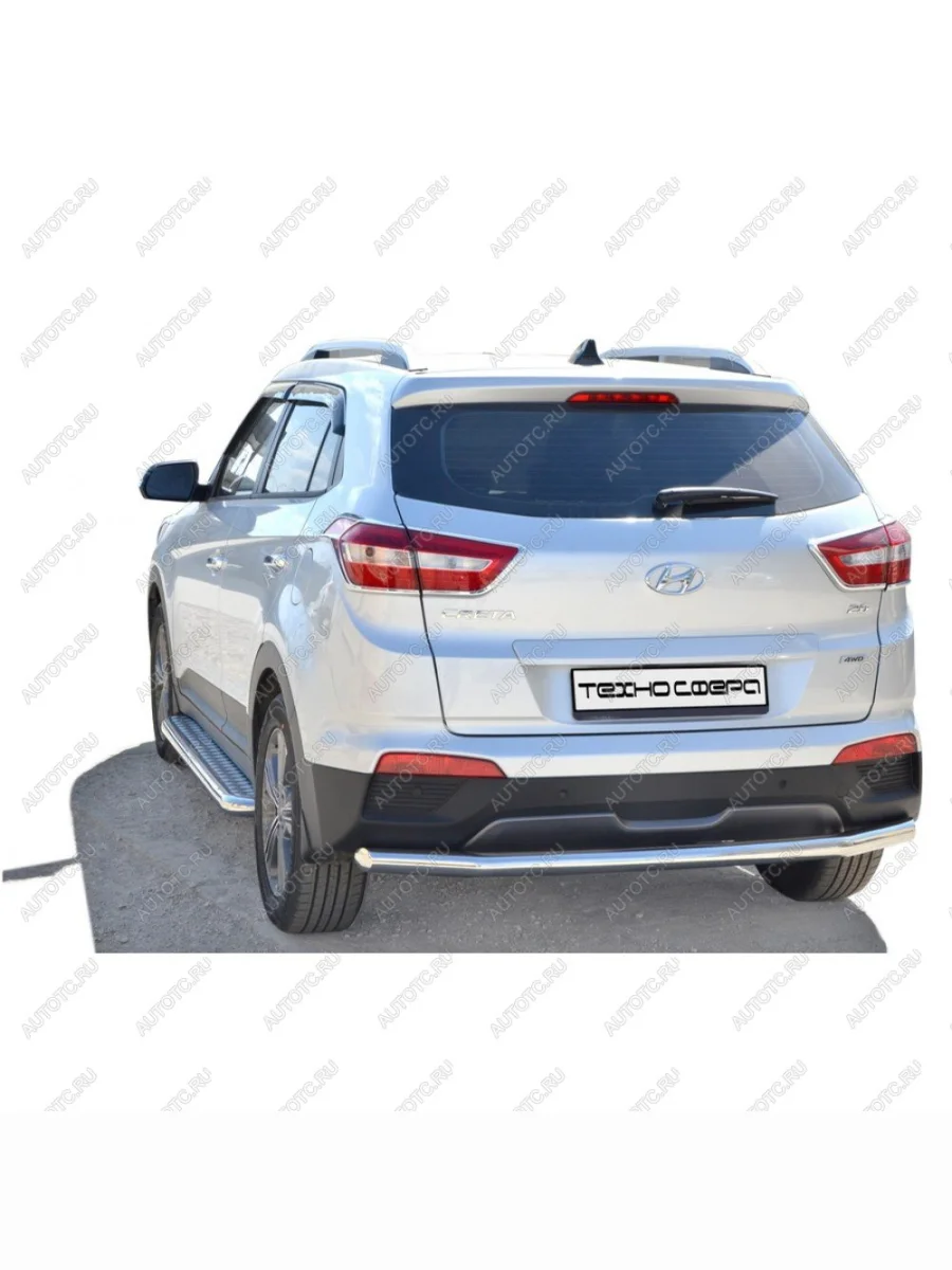 Защита заднего бампера (труба d63,5) Техно Сфера Hyundai Creta GS дорестайлинг (2015-2019) (Черный матовый)  в Керчи Республика Крым