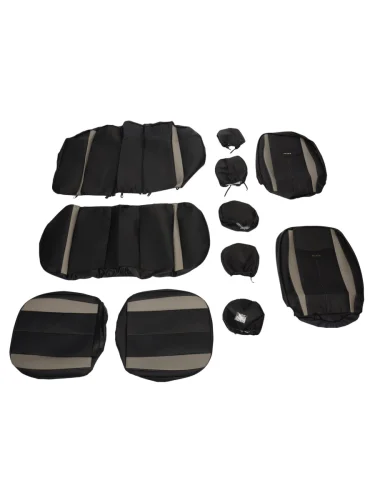 Авточехлы универсальные экокожа черно-серые (11 предм.) Amulet PREMIER PREMIER amt1040