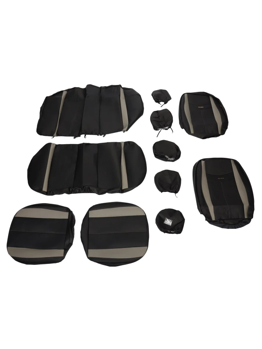 Авточехлы универсальные экокожа черно-серые (11 предм.) Amulet PREMIER PREMIER amt1040  в Самаре Самарской области