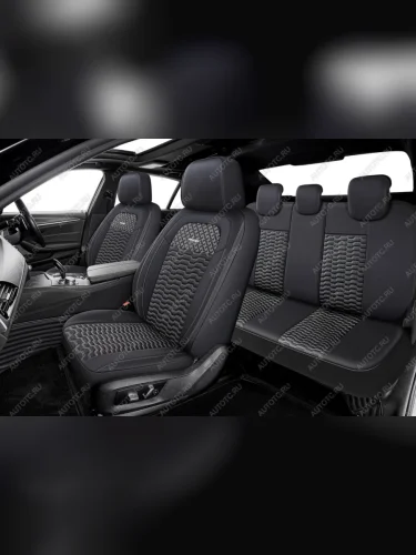 Авточехлы универсальные экокожа черно-серебристые (11 предм.) Lord PREMIER PREMIER lod2010