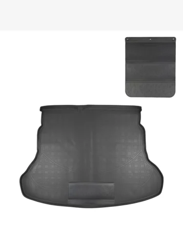 Коврики в багажное отделение с защитным фартуком Norplast Unidec (черный) Hyundai Solaris HCR седан дорестайлинг (2017-2020)