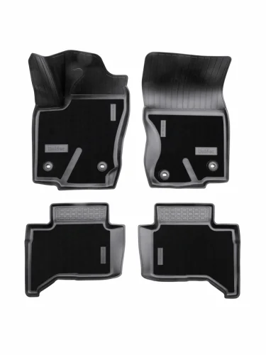Коврики салонные комбинированные (1,2 ряд) Unidec (черные) Toyota Land Cruiser Prado J250 (2023-2025)