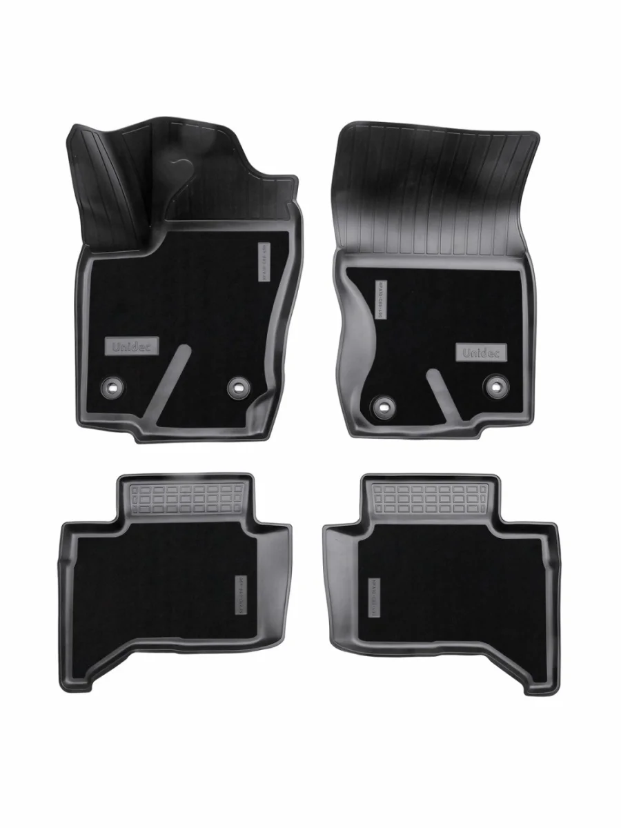 Коврики салонные комбинированные (1,2 ряд) Unidec Toyota Land Cruiser Prado J250 (2023-2025) (черные)  в Самаре Самарской области