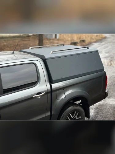 Кунг (алюминий Premium Grey) 2мм с рейлингами на крышу кунга (комплект Premium) Jac T8 Pro 4WD 2.4T МКПП 2023-