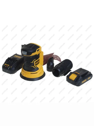Машина шлифовальная эксцентриковая 18.0В 2.0Ач 125мм 2000-10000 обмин. (1 АКБ,пылесборник) DENZEL DENZEL cos-125