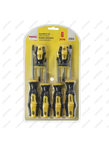 Набор отверток SL5х75мм,6х100мм,6х38мм,PH1х75мм,2х100мм,2х38мм 6 предметов в блистере WMC TOOLS WMC TOOLS wmc-2064
