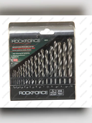 Сверло по металлу 1.0-10.0мм (19шт.) HSS в пластиковом футляре ROCKFORCE ROCKFORCE rf-dbs19