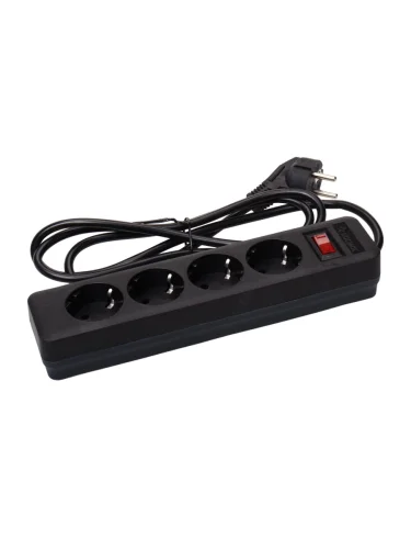 Фильтр сетевой 1.5м 10А 2200Вт 4 гнезда выключатель с заземлением черный КОСМОС КОСМОС *fksm1.5m-4g(b)