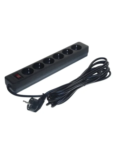 Фильтр сетевой 5м 16А 3500Вт 6 гнезд выключатель с заземлением черный КОСМОС КОСМОС  fksm5m-6g(b)16a