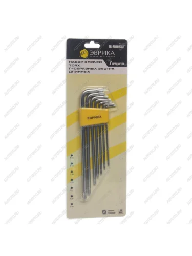 Набор ключей TORX T10-Т40 Г-образных экстрадлинных 7 предметов ЭВРИКА ЭВРИКА er-25107xlt