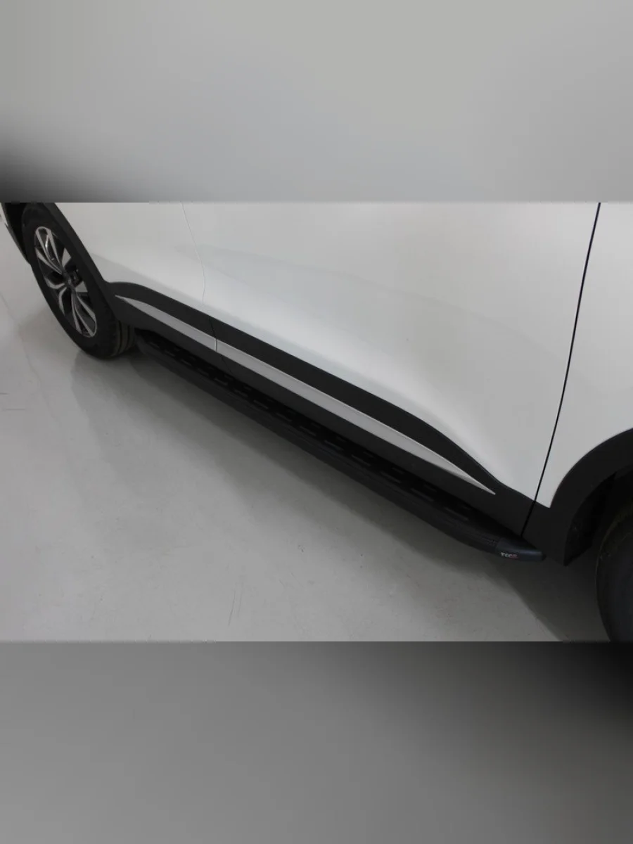 Пороги алюминиевые с пластиковой накладкой ТСС Тюнинг Chery Tiggo 9 дорестайлинг (2023-2024) (карбон черные)  в Воронеже Воронежской области