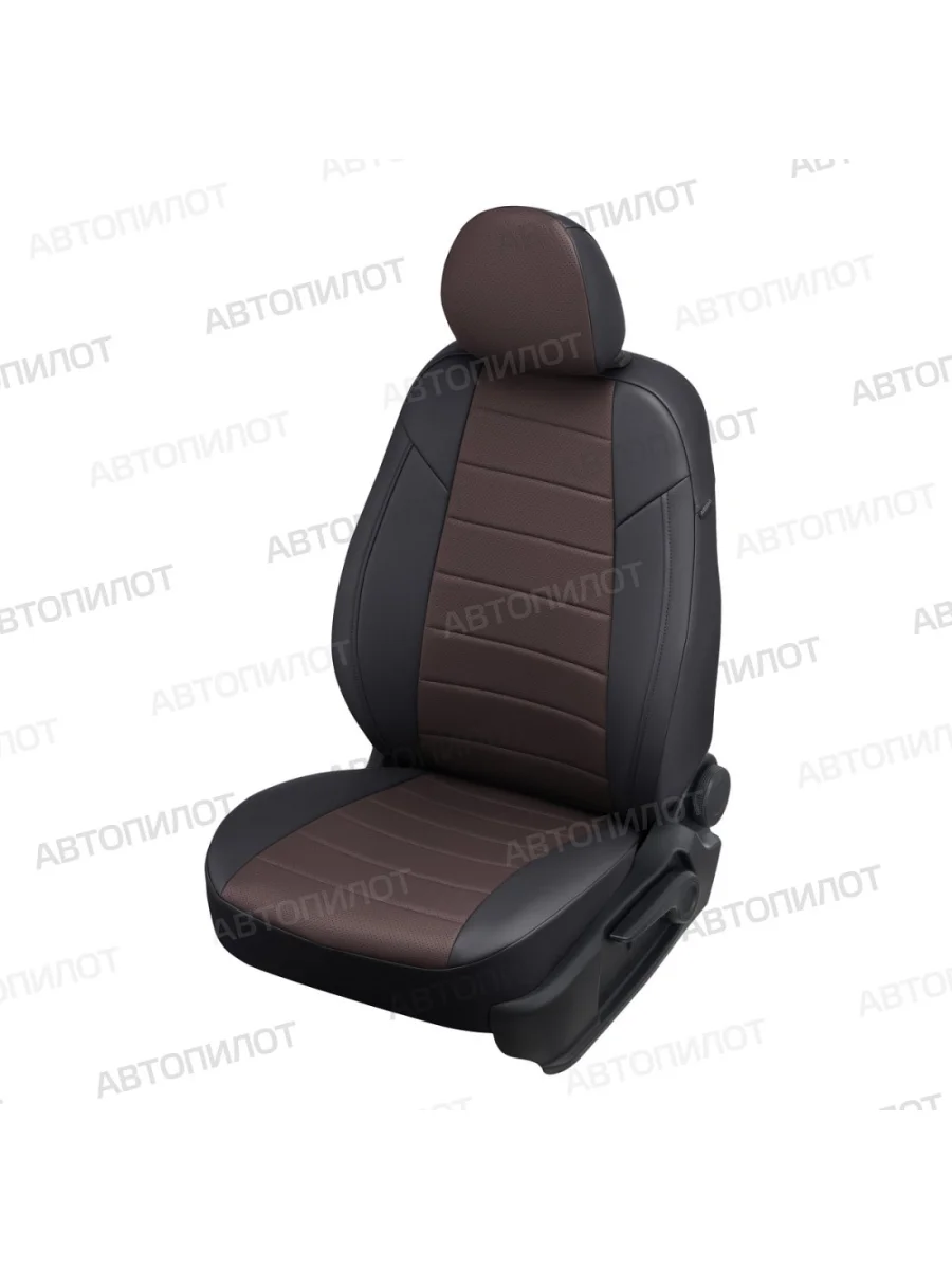Комплект салонных чехлов (экокожа, 40/60) Автопилот Haval F7 (2024-2025) (черный/шоколад)  с доставкой в г. Керчь