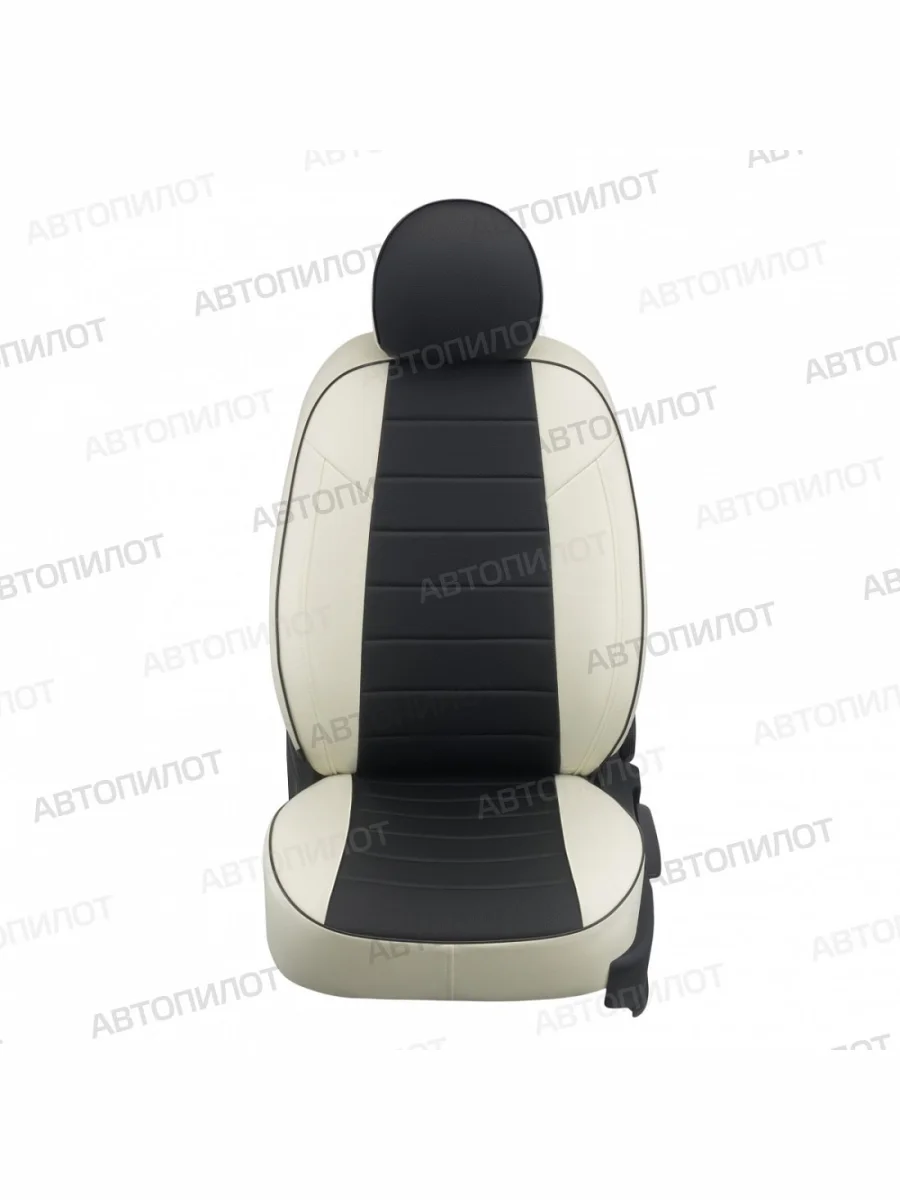 Комплект салонных чехлов (экокожа, 40/60) Автопилот Haval F7 (2024-2025) (белый/черный)  в Самаре Самарской области