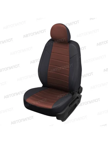 Комплект салонных чехлов (экокожа/алькантара, 40/60) Автопилот (черный/шоколад) Haval F7 (2024-2025)
