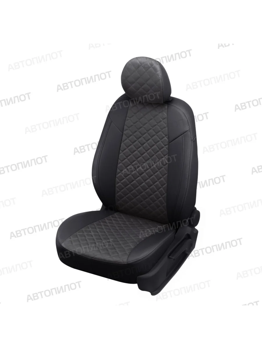 Комплект салонных чехлов (экокожа/алькантара, 60/40) Автопилот Ромб Haval F7 (2024-2025) (черный/темно-серый)  с доставкой в г. Керчь