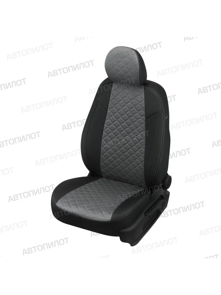 Комплект салонных чехлов (экокожа/алькантара, 60/40) Автопилот Ромб Haval F7 (2024-2025) (черный/серый)  с доставкой в г. Керчь