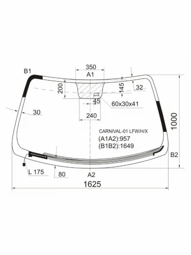 Стекло лобовое (Обогрев щеток Датчик дождя) Kia Carnival 99-06  Sedona 98-03 XYG carnival-01 lfwhx