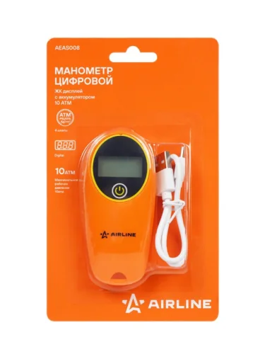 Манометр шинный цифровой 10атм. AIRLINE AIRLINE aeas008
