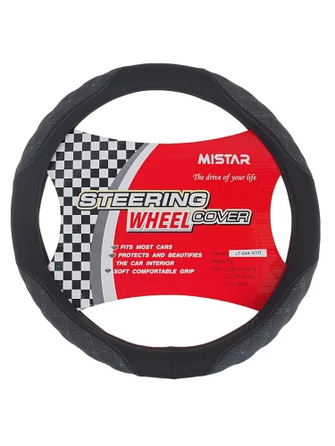 Оплетка руля (M) 37-39см черно-серая кожа стеганая MISTAR MISTAR mis-lt04a bkgy (m)