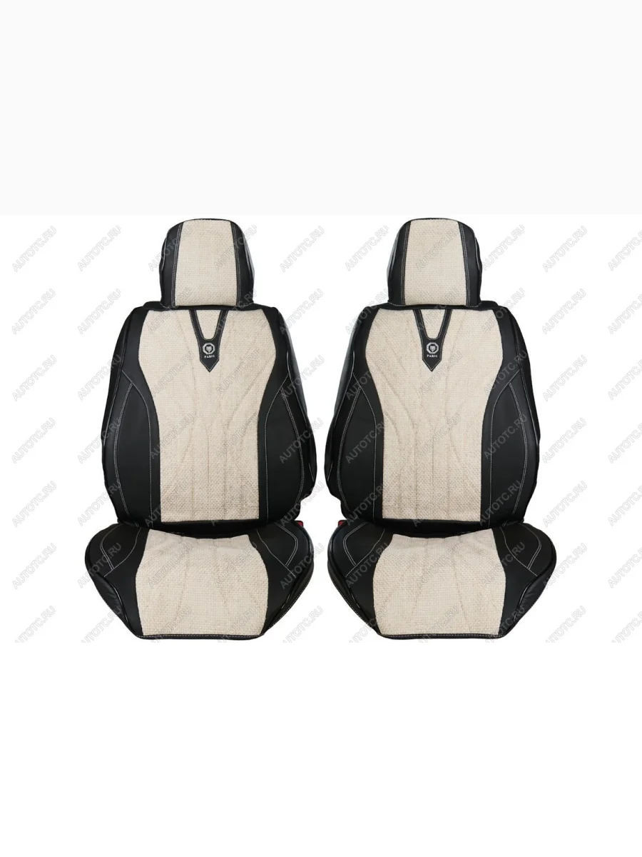 Каркасные накидки для сидений автомобиля из кожи со вставкой из ткани (Париж) Черно-белый Seintex 317954  в Воронеже Воронежской области