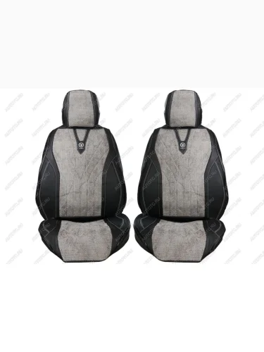 Каркасные накидки для сидений автомобиля из кожи со вставкой из ткани (Париж) Черно-серый Seintex 317956