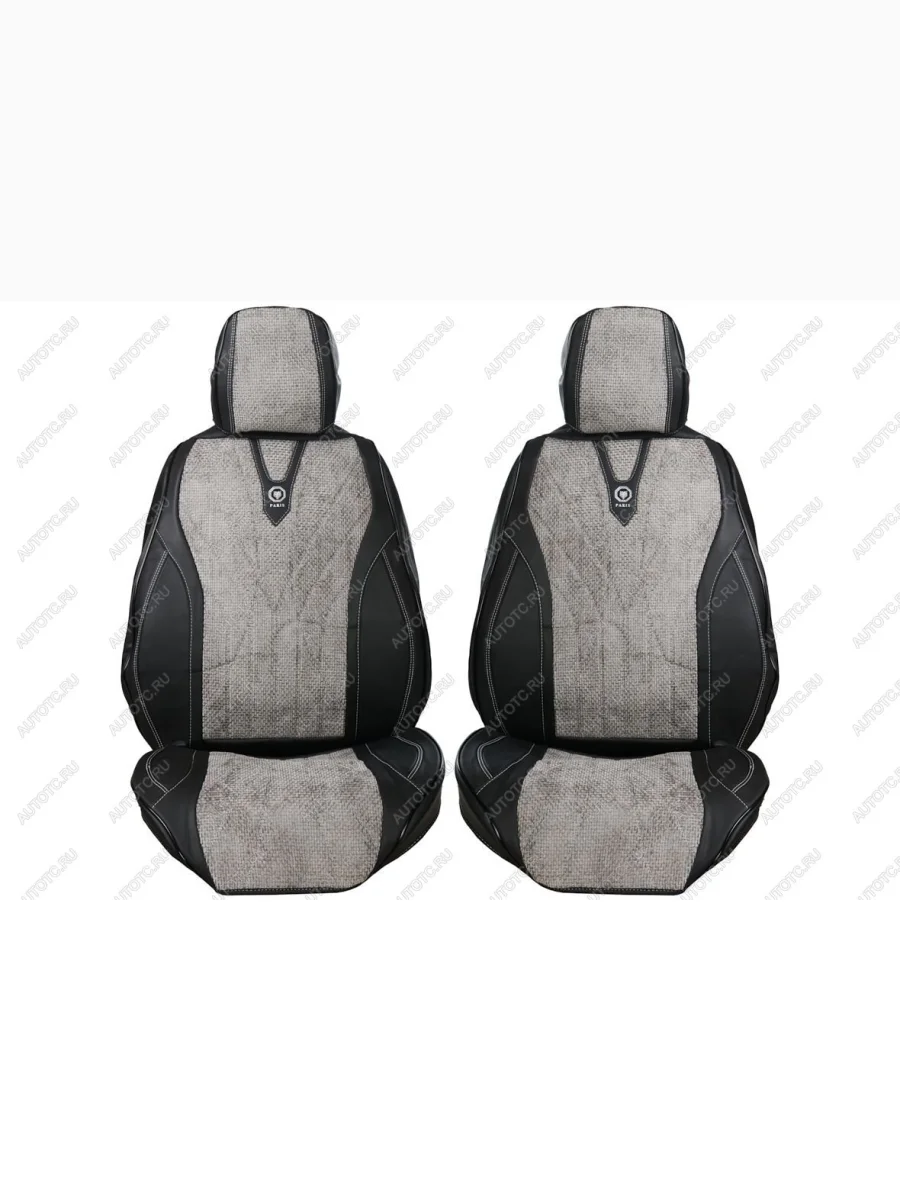 Каркасные накидки для сидений автомобиля из кожи со вставкой из ткани (Париж) Черно-серый Seintex 317956  в Воронеже Воронежской области