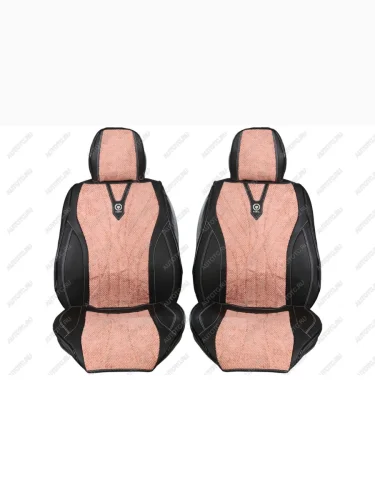 Каркасные накидки для сидений автомобиля из кожи со вставкой из ткани (Париж) Черно-красный Seintex 317957