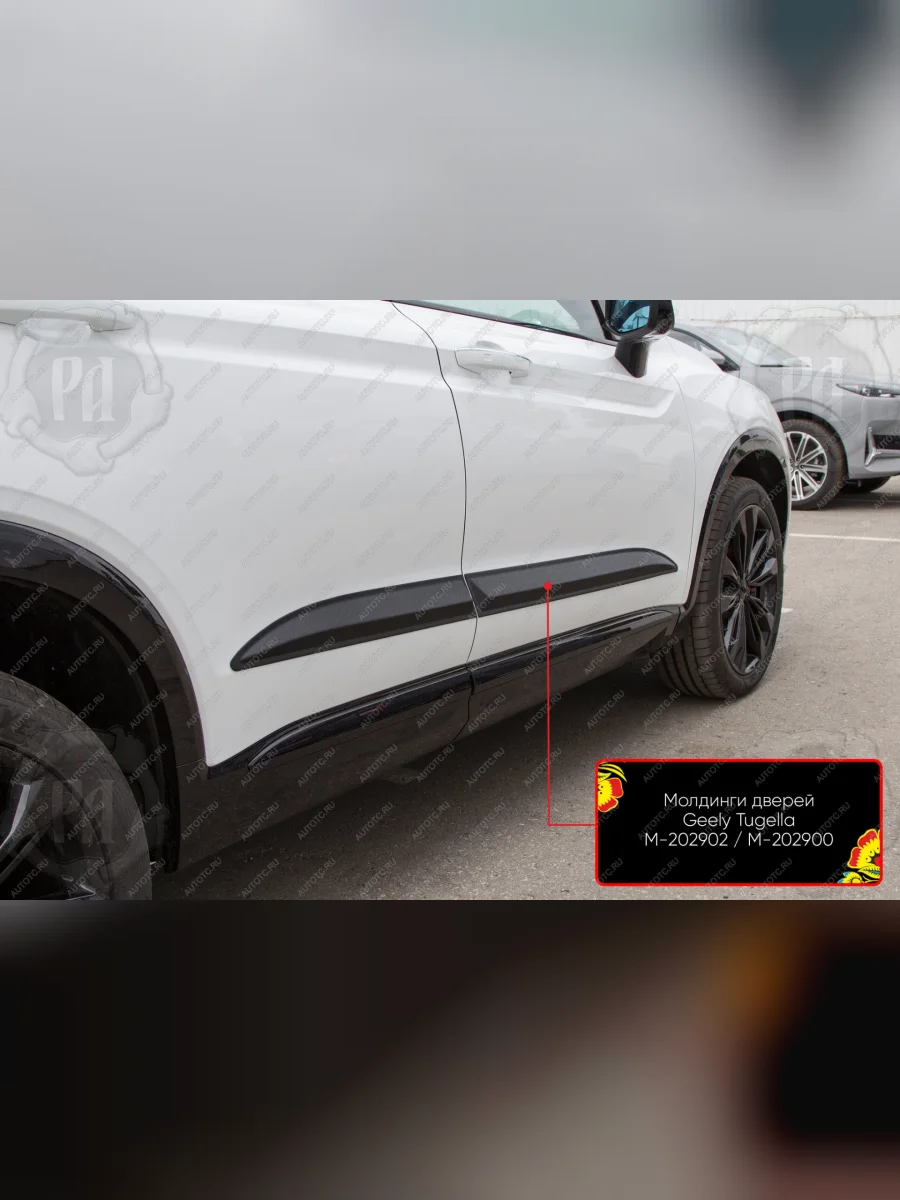 Задний левый молдинги на двери Русская Артель Geely Tugella FY11,HPBA4 рестайлинг (2022-2025) (шагрень)  в Воронеже Воронежской области