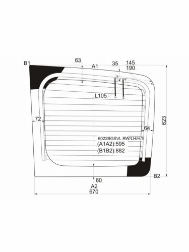Стекло заднее (Цвет зеленый Обогрев) Nissan Primastar 02-14  Opel Vivaro 01-14  Renault Trafic 01 XYG 6022bgsvl rwlhhx