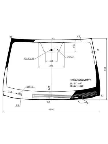 Стекло лобовое (Обогрев щеток Датчик дождя) Hyundai Santa Fe 12-19  Grand Santa Fe 13-18 FUYAO 4153agnblhmv