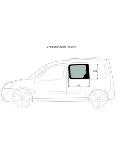 Стекло боковое опускное (Сзади Слева Цвет зеленый) Citroen Berlingo 96-12  Peugeot Partner 96-12 XYG 2724lgnv4rdow rdlhx