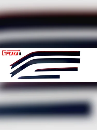 Дефлекторы окон 2D Стрелка11 (черные) Mitsubishi Pajero 4 V80 дорестайлинг (2006-2011)