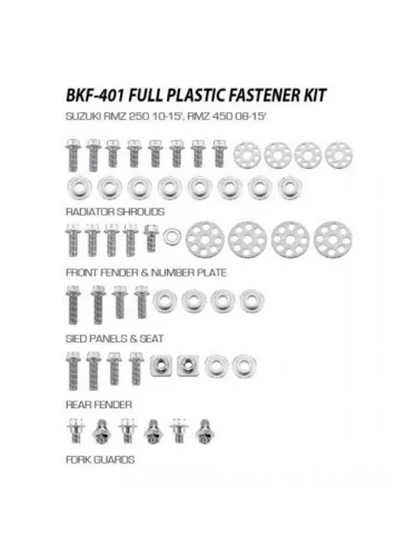 Набор болтов для пластика ACCEL Suzuki RMZ 250 10-18 RMZ 450 08-17 ACCEL bkf-401
