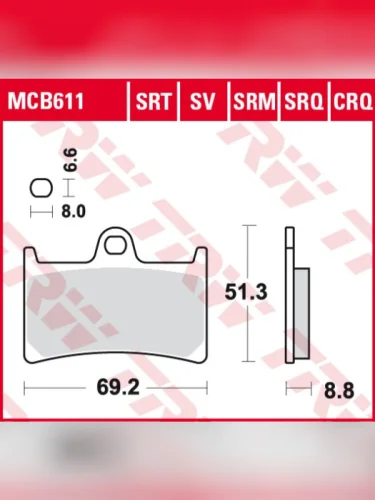 Тормозные колодки TRW MCB611SV TRW mcb611sv