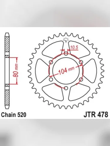 Звезда цепного привода JTR478 45 DID JT jtr478.45