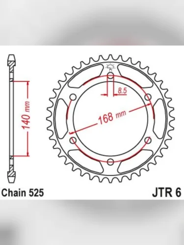 Звезда цепного привода JTR6 47 DID JT jtr6.47
