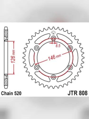 Звезда цепного привода JTR808 47 DID JT jtr808.47