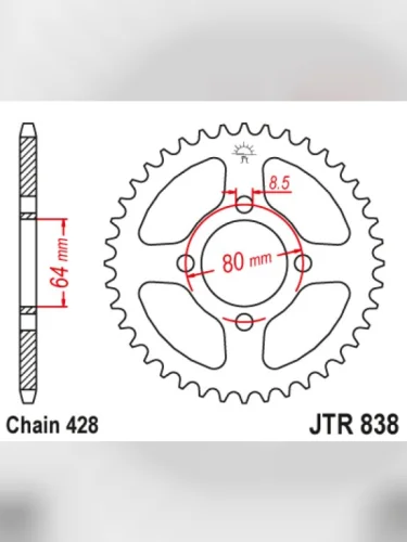 Звезда цепного привода JTR838.45 DID JT jtr838.45