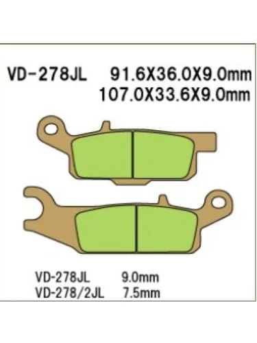 Тормозные колодки Vesrah VD 278JL Комиссионные товары от Клима пм-00005110