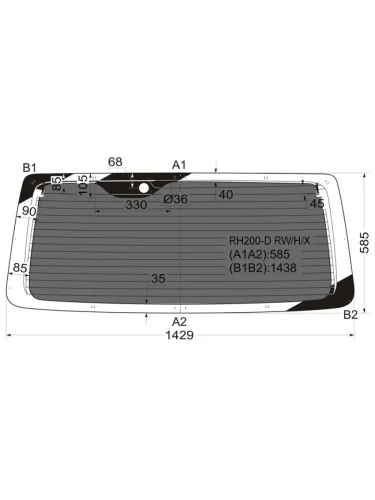 Стекло заднее (Затемненное Обогрев) Toyota Hiace 04-20 XYG rh200-d rwhx