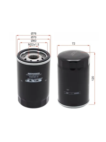 Фильтр масляный CADILLAC ESCALADE 14-  CHEVROLET TAHOE 14-  DOGE RAM 09-  FORD EXPLORER 11-19 SAT st-108-0034